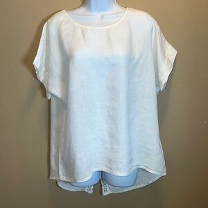 Terzo Millennio Women’s Made in Italy Relaxed White Short Sleeve Blouse SZ M